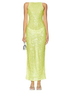 Lovers + Friends Lime Green Sequin Maxi Dress